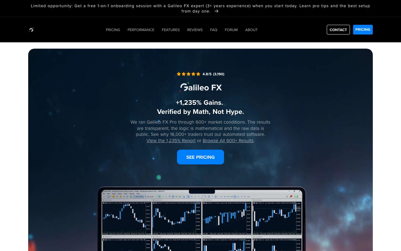 Galileo FX — zrzut ekranu interfejsu