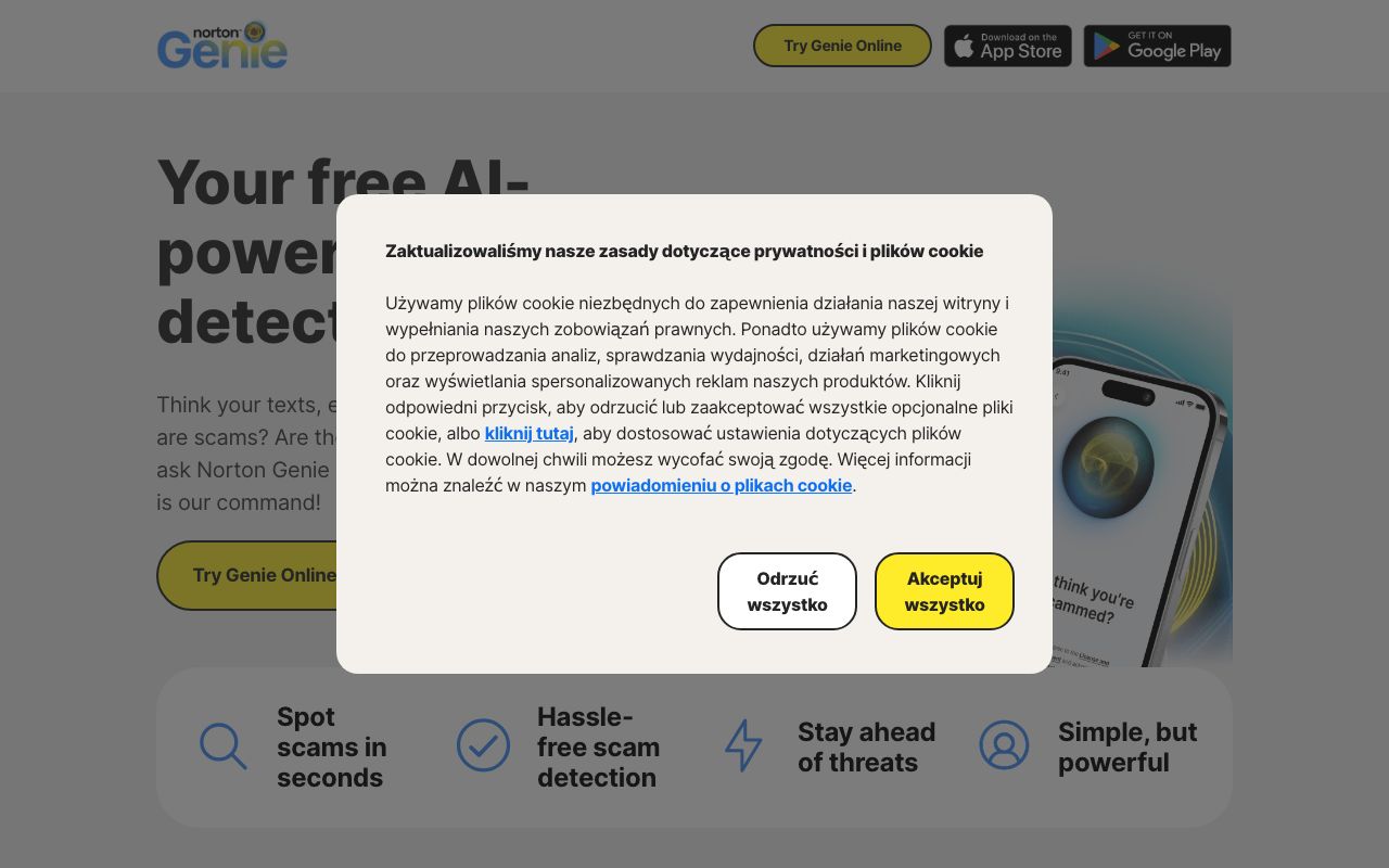 Genie AI — zrzut ekranu interfejsu