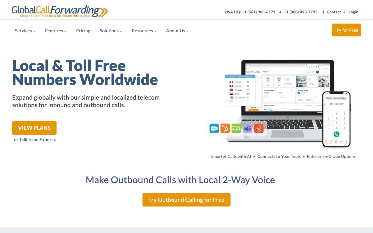 Global Call Forwarding — zrzut ekranu interfejsu