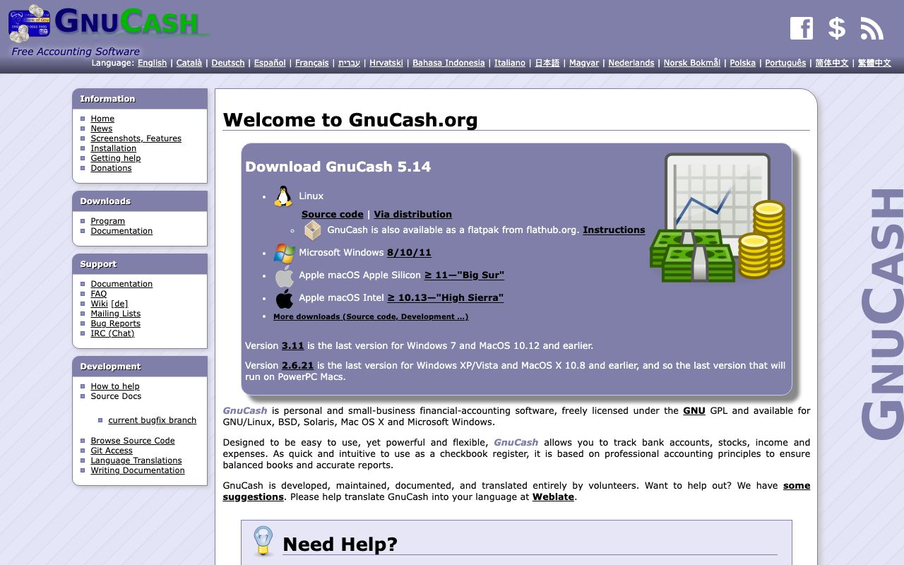 GnuCash Reviews, Pros and Cons — zrzut ekranu interfejsu