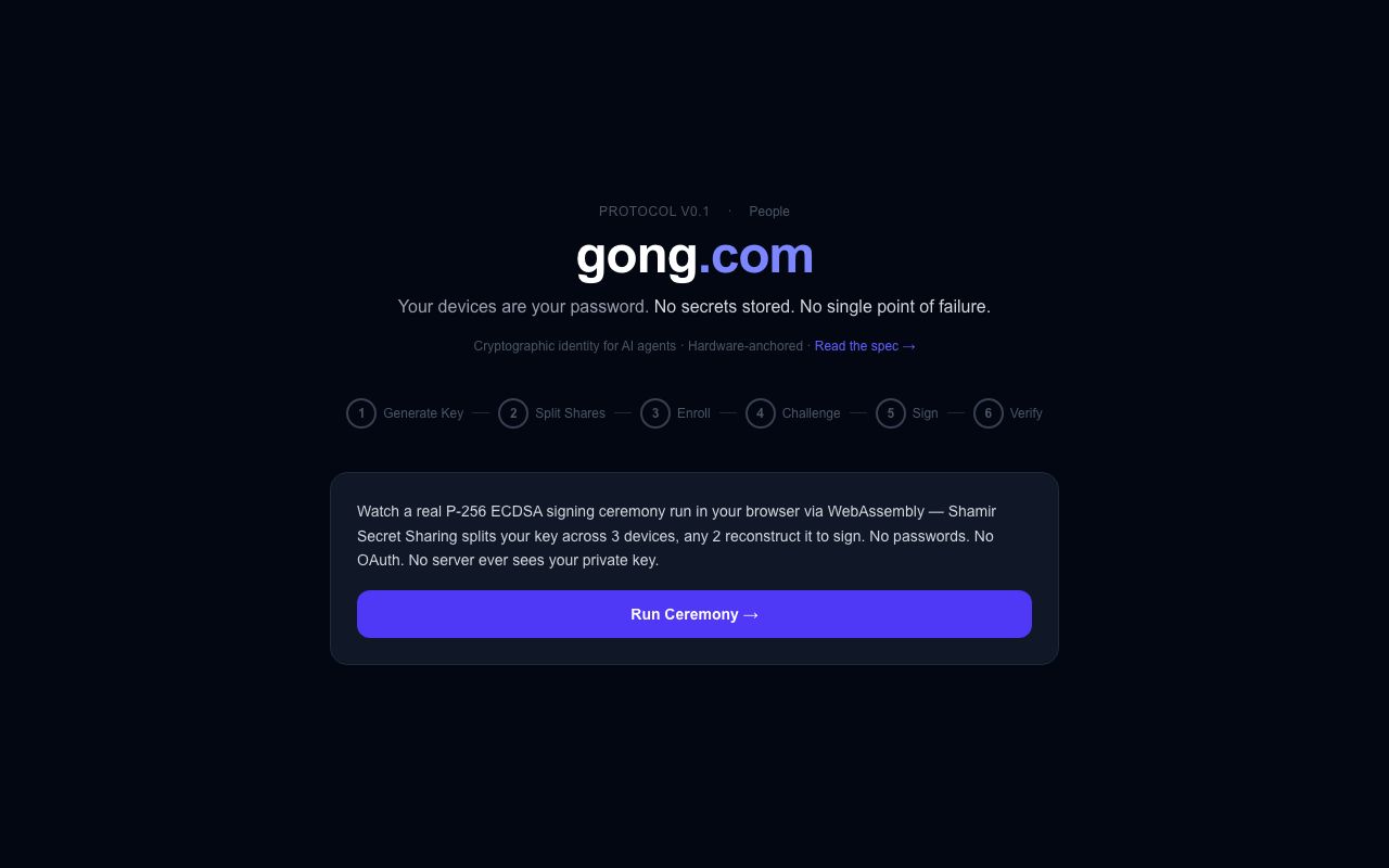 Gong.io — zrzut ekranu interfejsu