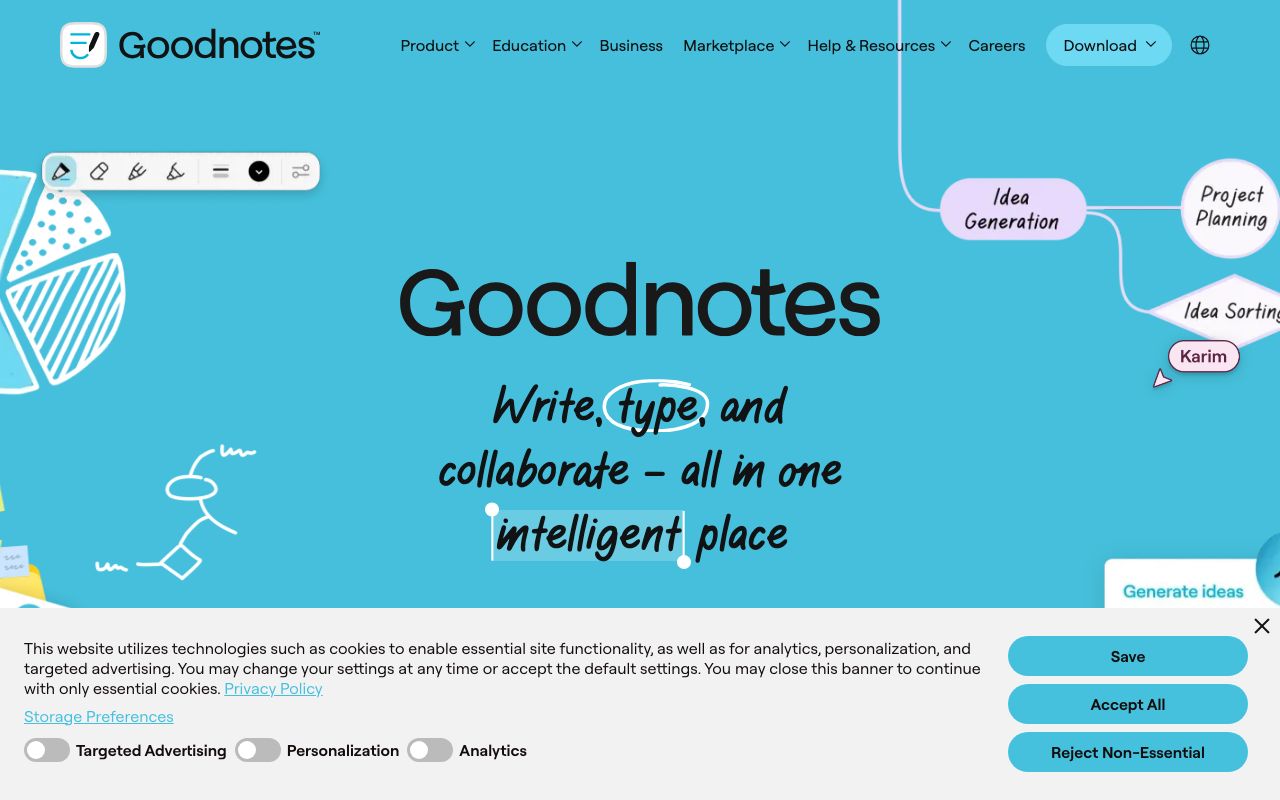Goodnotes — zrzut ekranu interfejsu