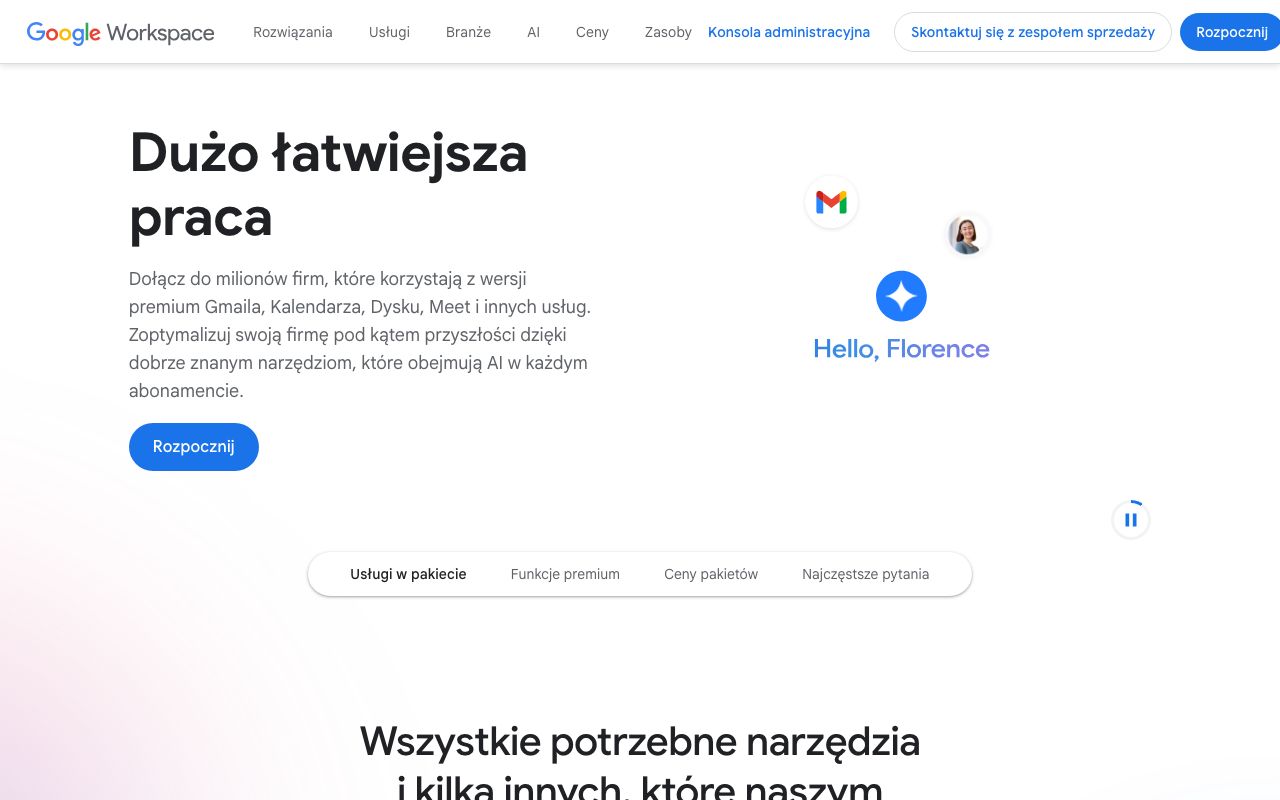 Google Workspace — zrzut ekranu interfejsu