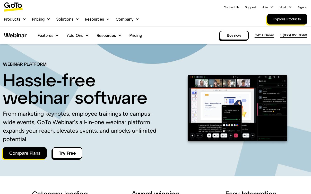GoTo Webinar Reviews, Pros and Cons — zrzut ekranu interfejsu