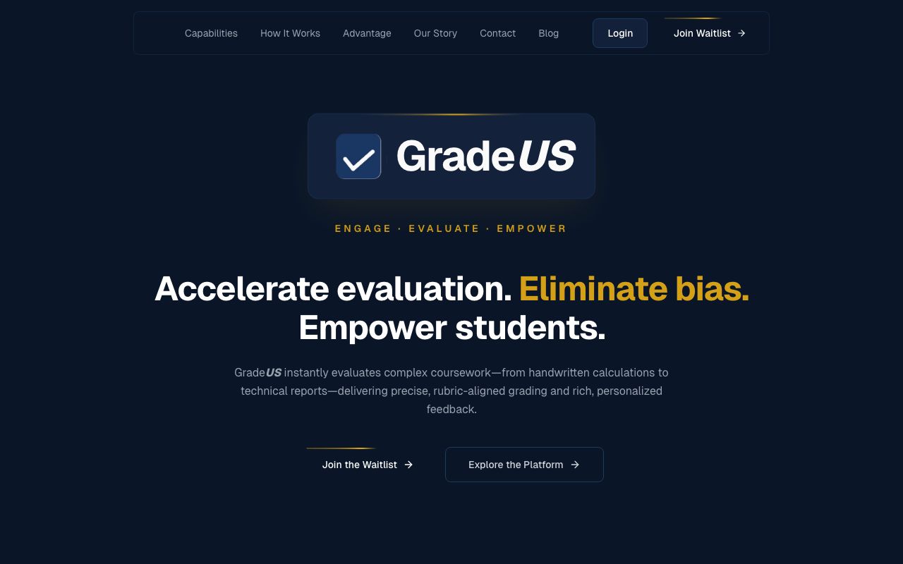 Grade.us — zrzut ekranu interfejsu