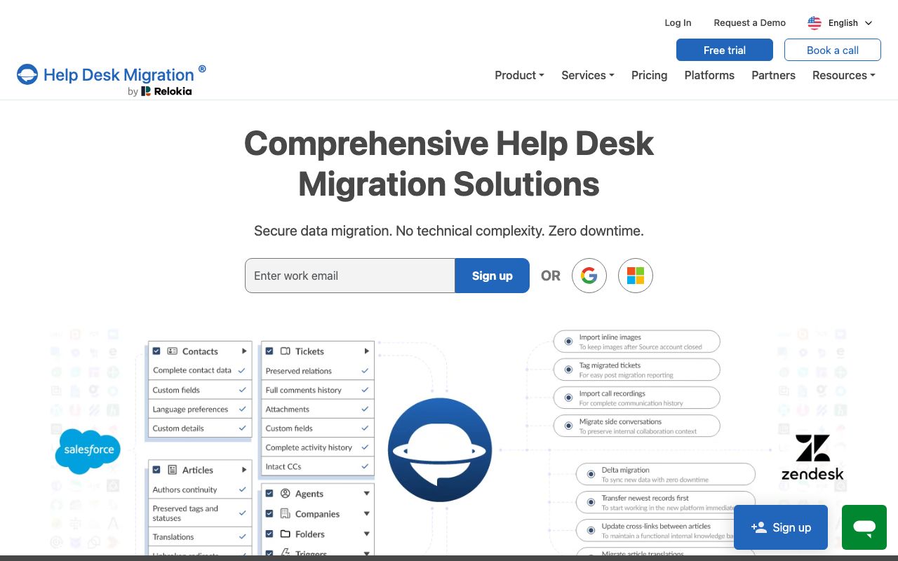 Help Desk Migration — zrzut ekranu interfejsu