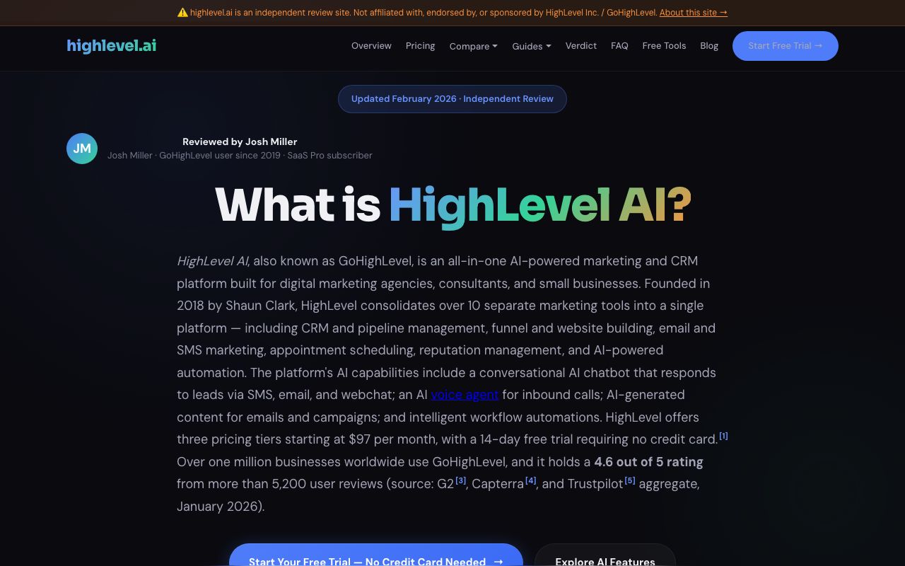 HighLevel — zrzut ekranu interfejsu