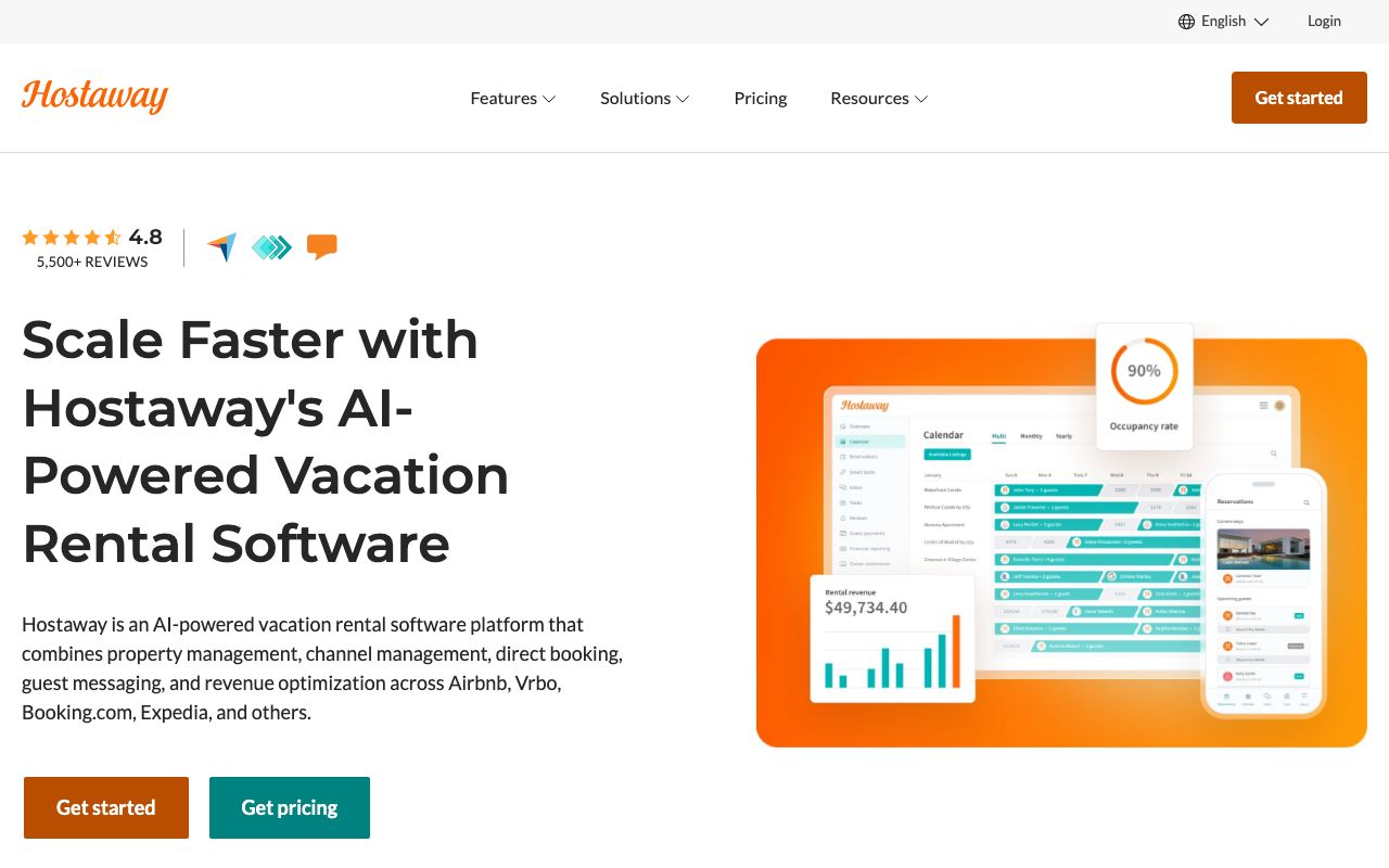 Hostaway. Verified Reviews, Pros & Cons — zrzut ekranu interfejsu
