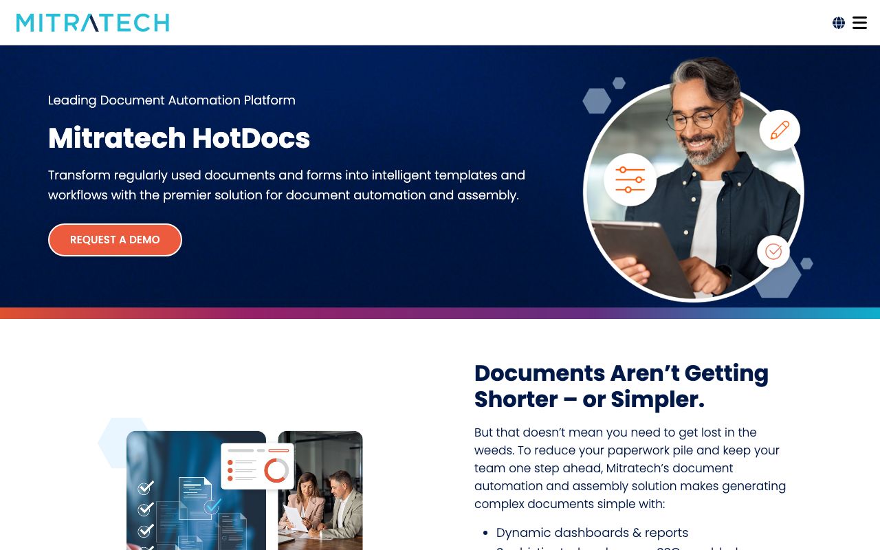 Mitratech HotDocs — zrzut ekranu interfejsu