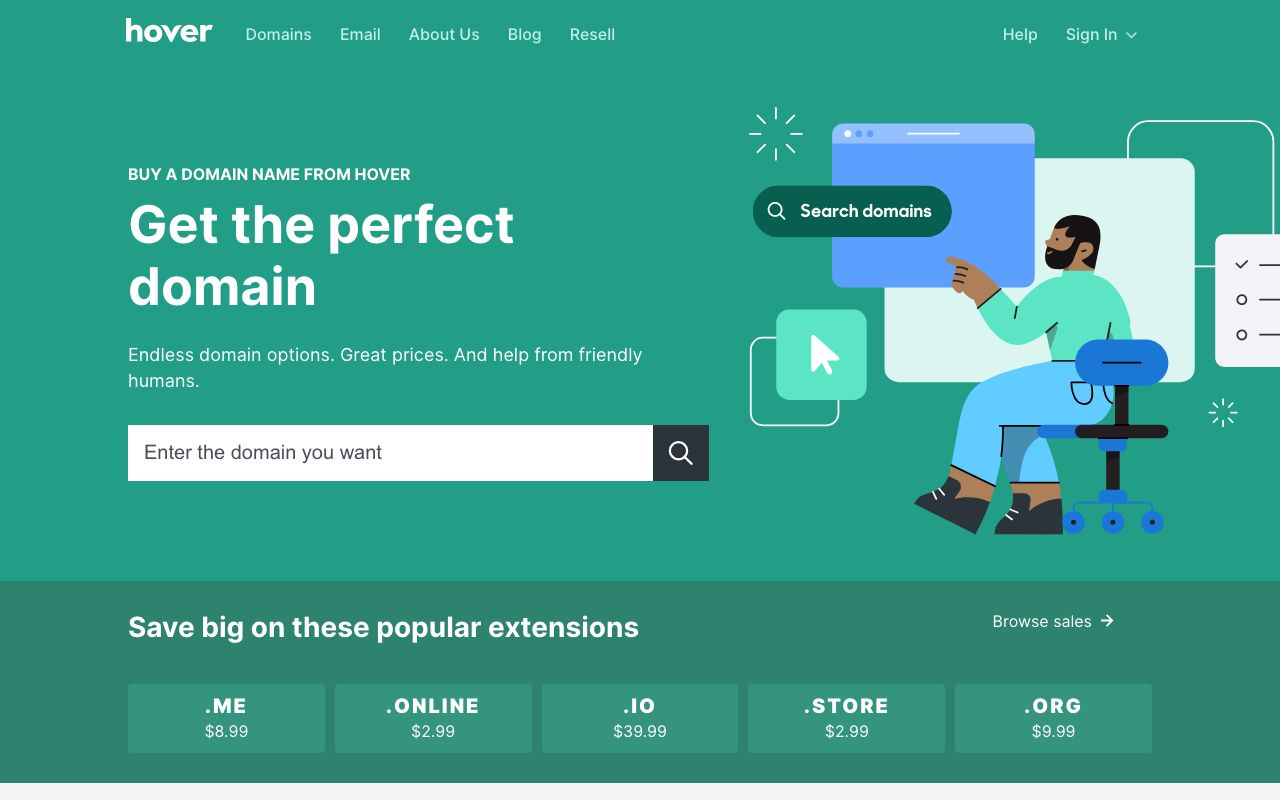 Hover — zrzut ekranu interfejsu