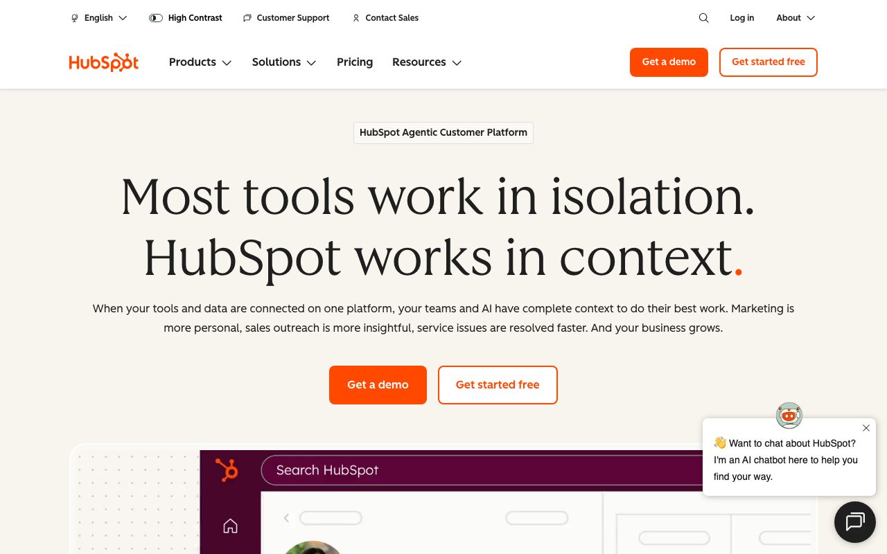 HubSpot Sales Hub Software Pricing, Alternatives & More ... — zrzut ekranu interfejsu