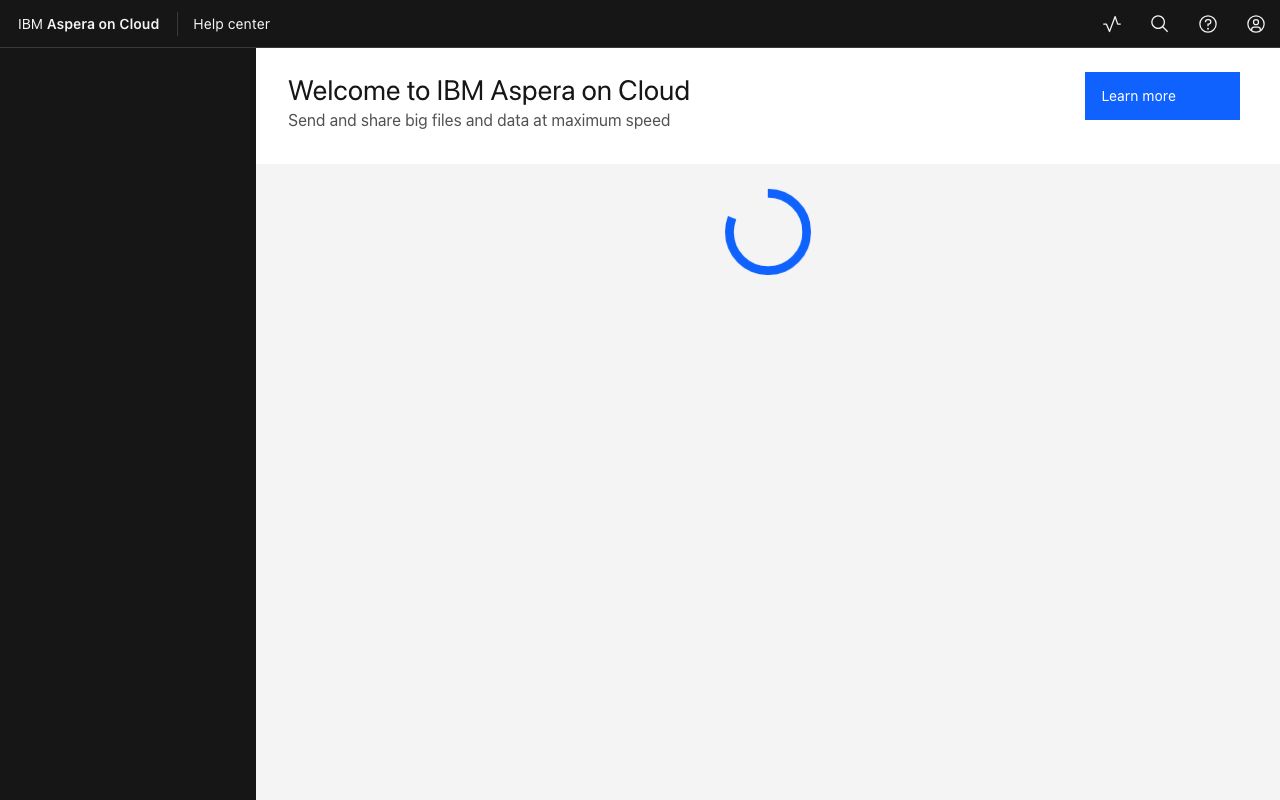 IBM Aspera — zrzut ekranu interfejsu