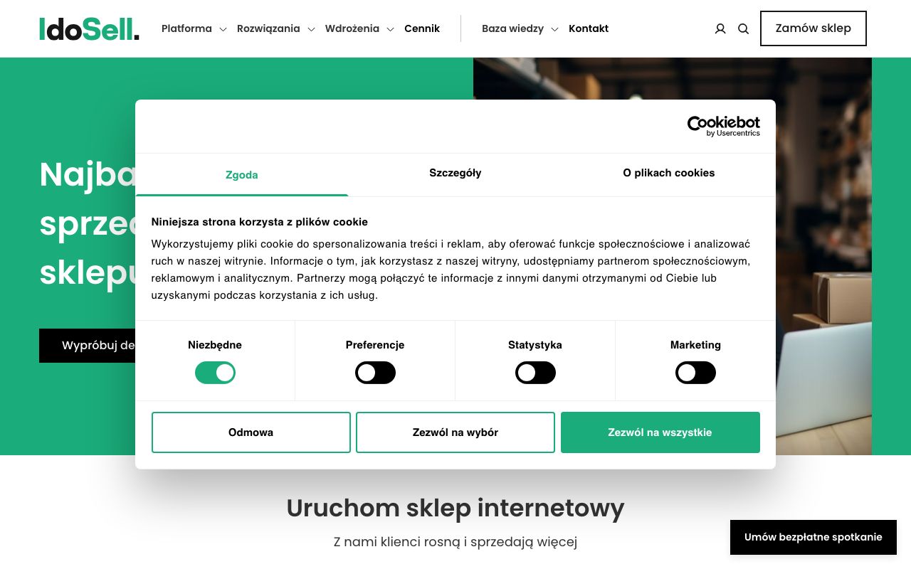 IdoSell — zrzut ekranu interfejsu
