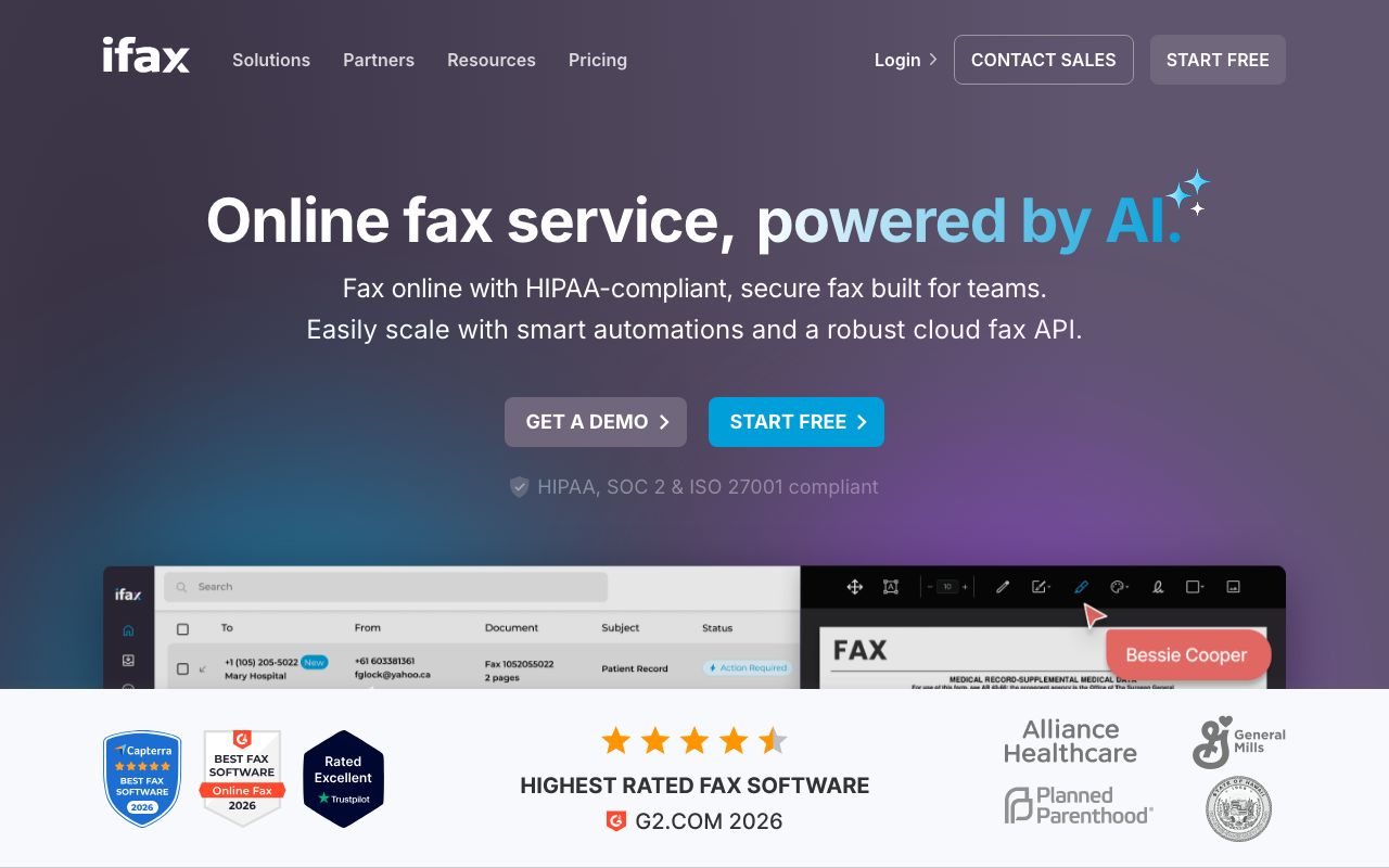 iFax — zrzut ekranu interfejsu