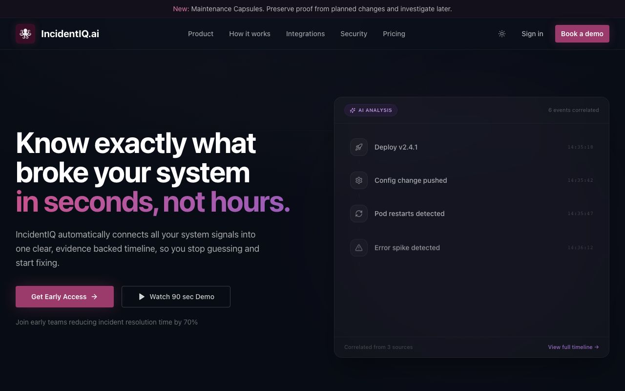 Incident IQ — zrzut ekranu interfejsu