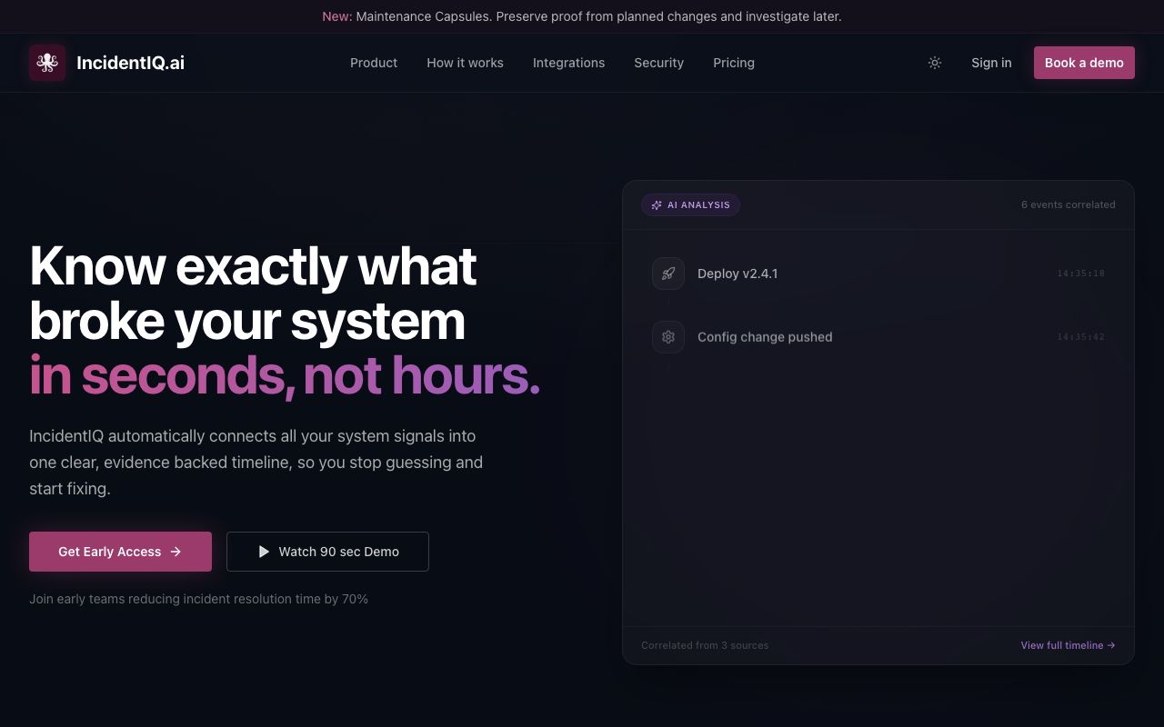 Incident IQ — zrzut ekranu interfejsu