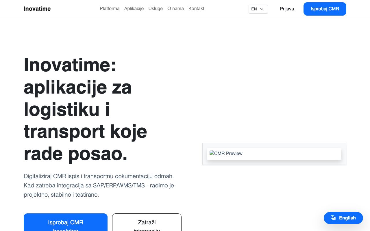 inova:time — zrzut ekranu interfejsu