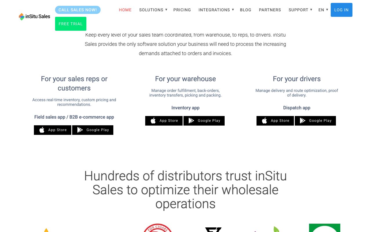 inSitu Sales — zrzut ekranu interfejsu