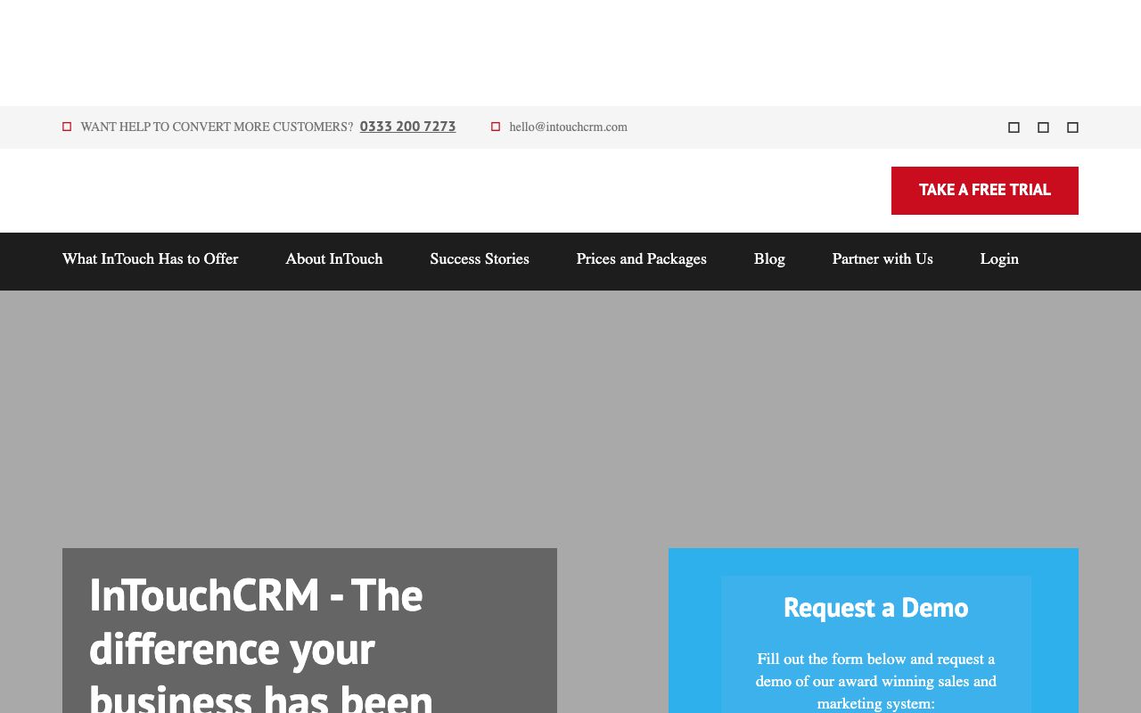 InTouch CRM — zrzut ekranu interfejsu