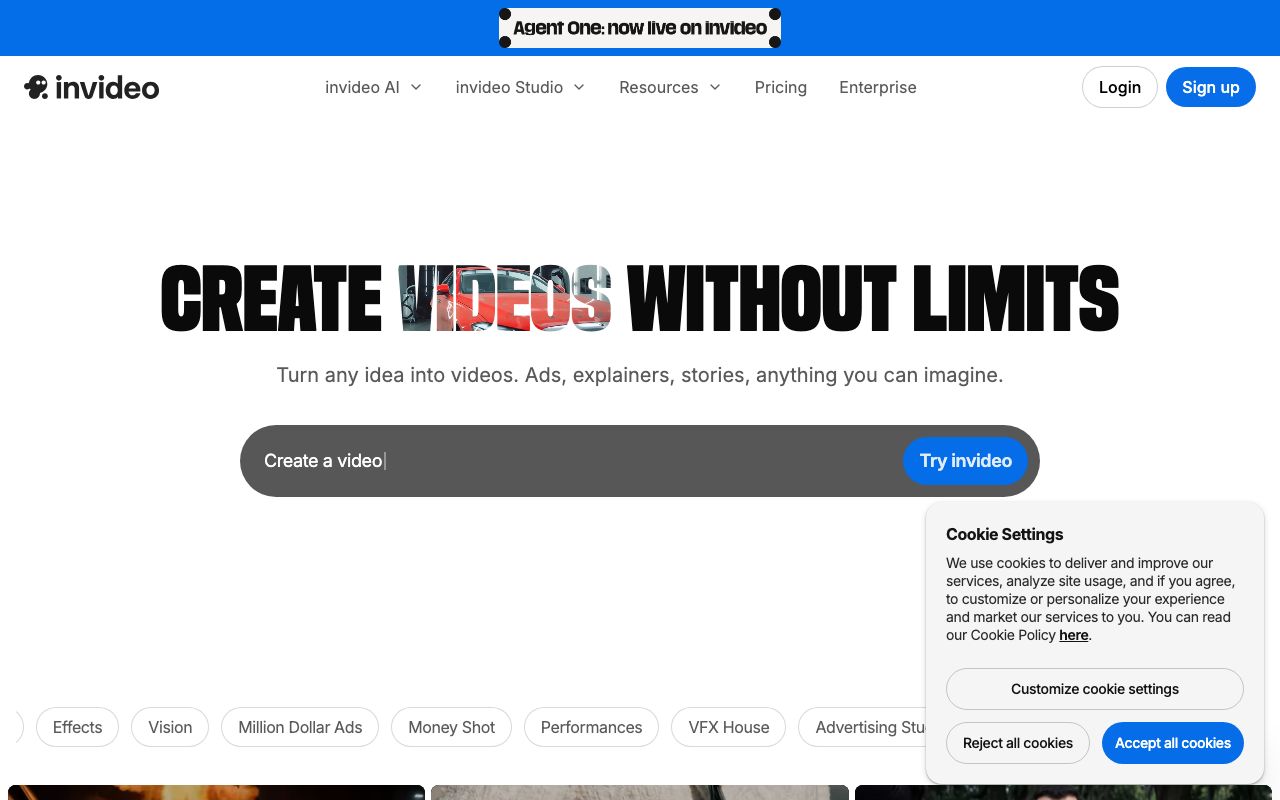 InVideo — zrzut ekranu interfejsu