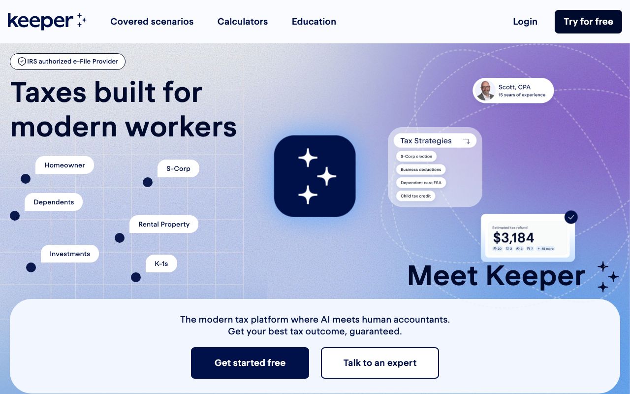 Keeper Tax — zrzut ekranu interfejsu