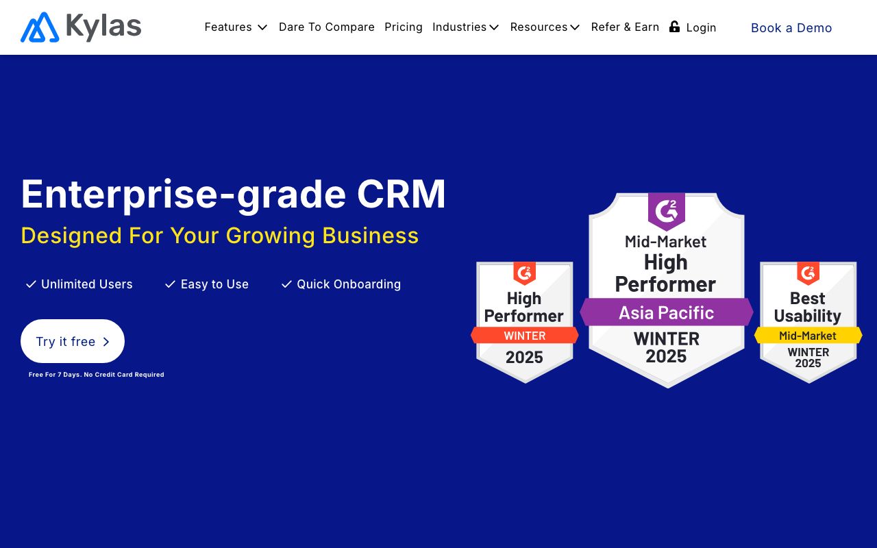 Kylas Sales CRM — zrzut ekranu interfejsu