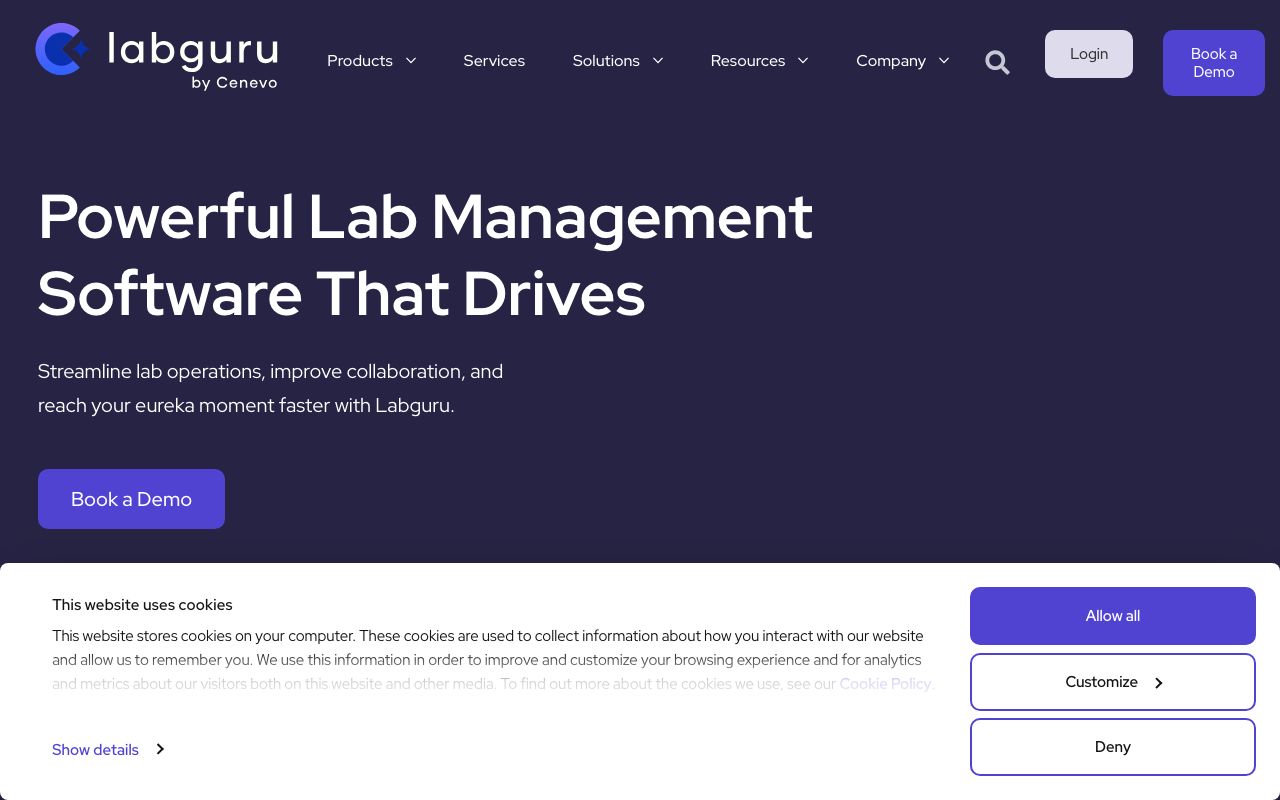 Labguru — zrzut ekranu interfejsu