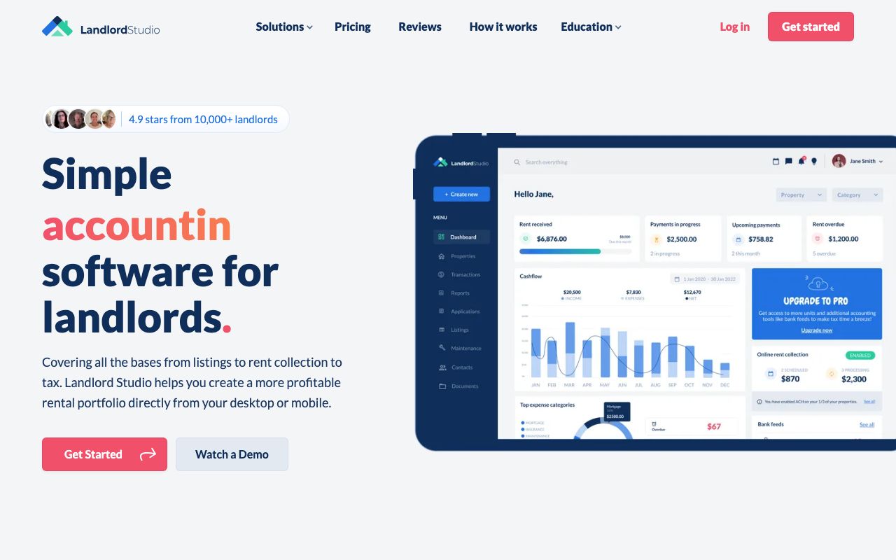 Landlord Studio Reviews, Pros and Cons — zrzut ekranu interfejsu