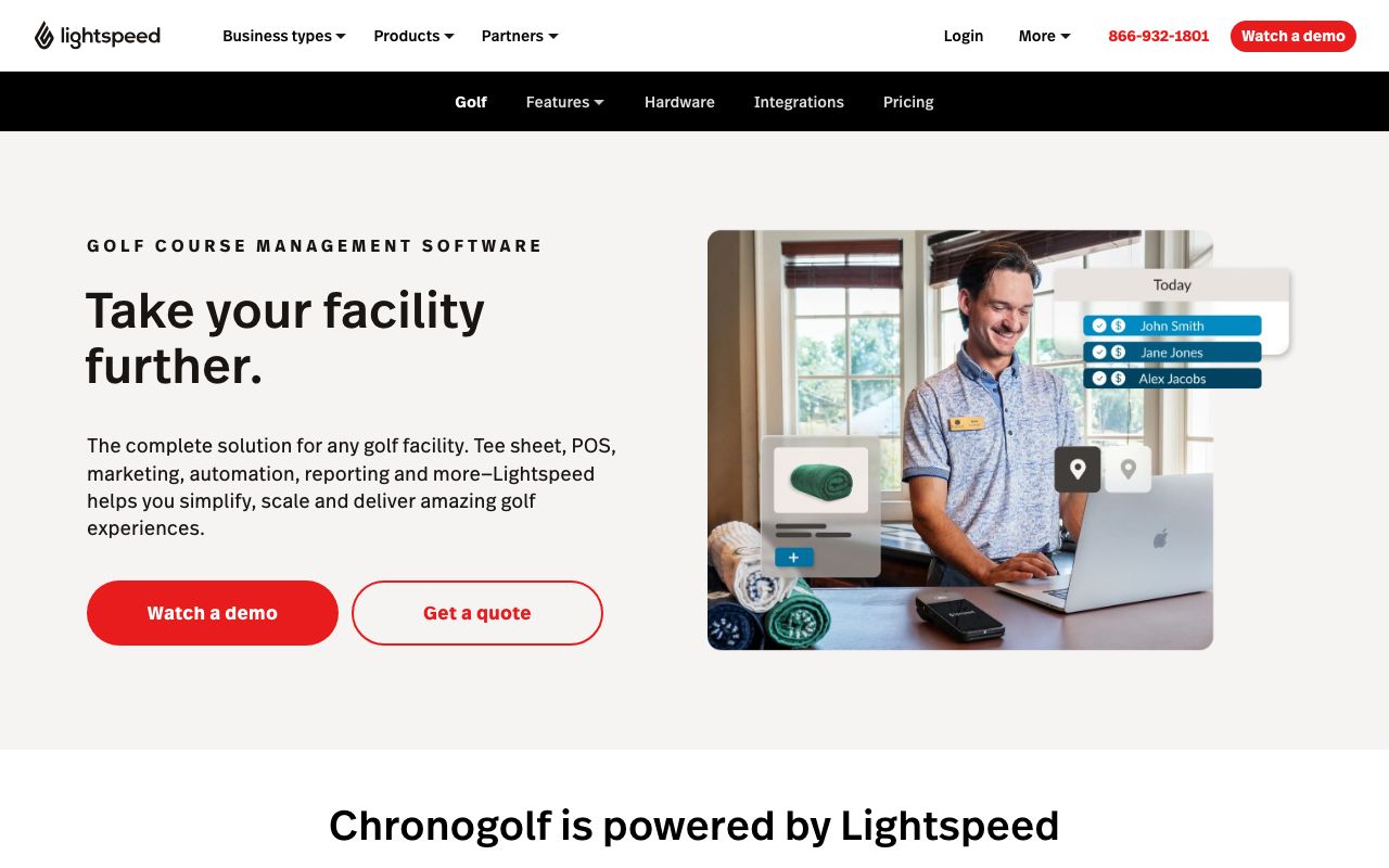 Lightspeed Golf — zrzut ekranu interfejsu
