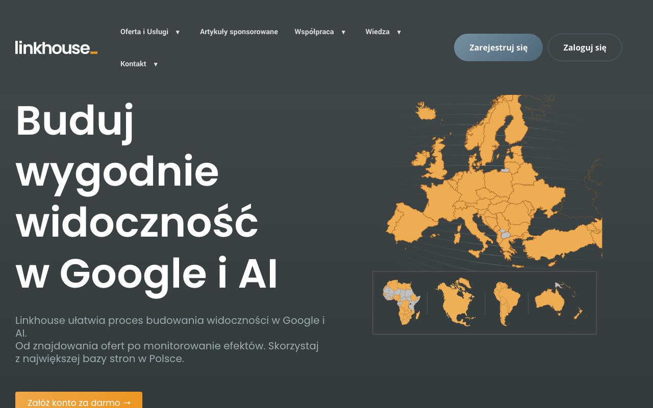 Linkhouse — zrzut ekranu interfejsu