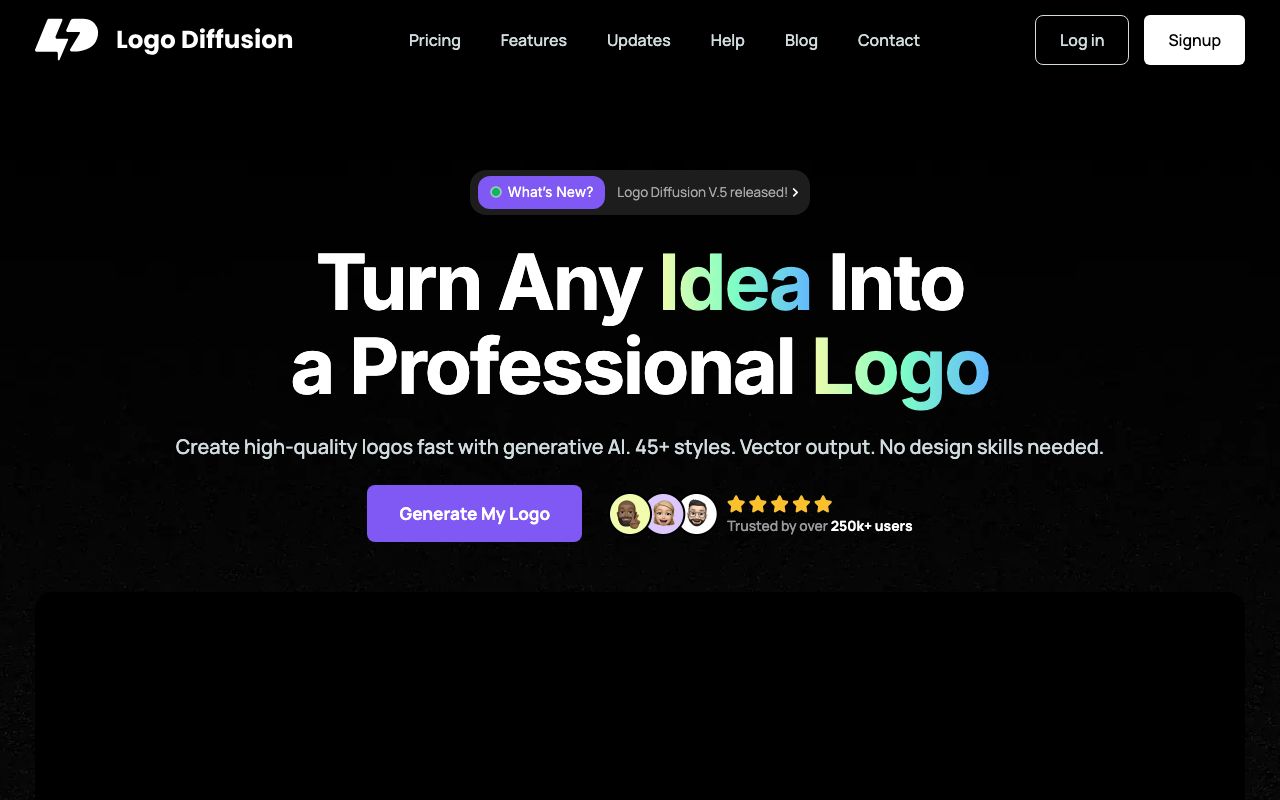 Logo Diffusion — zrzut ekranu interfejsu