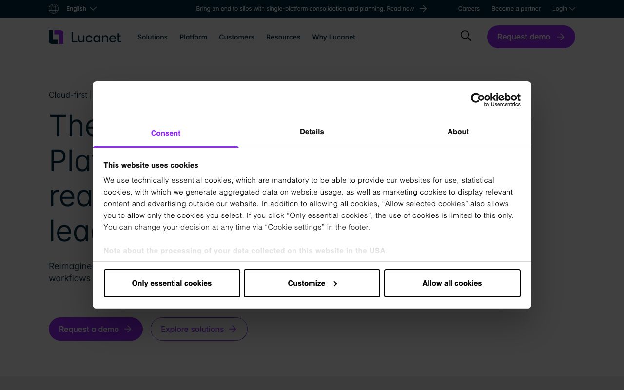 Lucanet — zrzut ekranu interfejsu