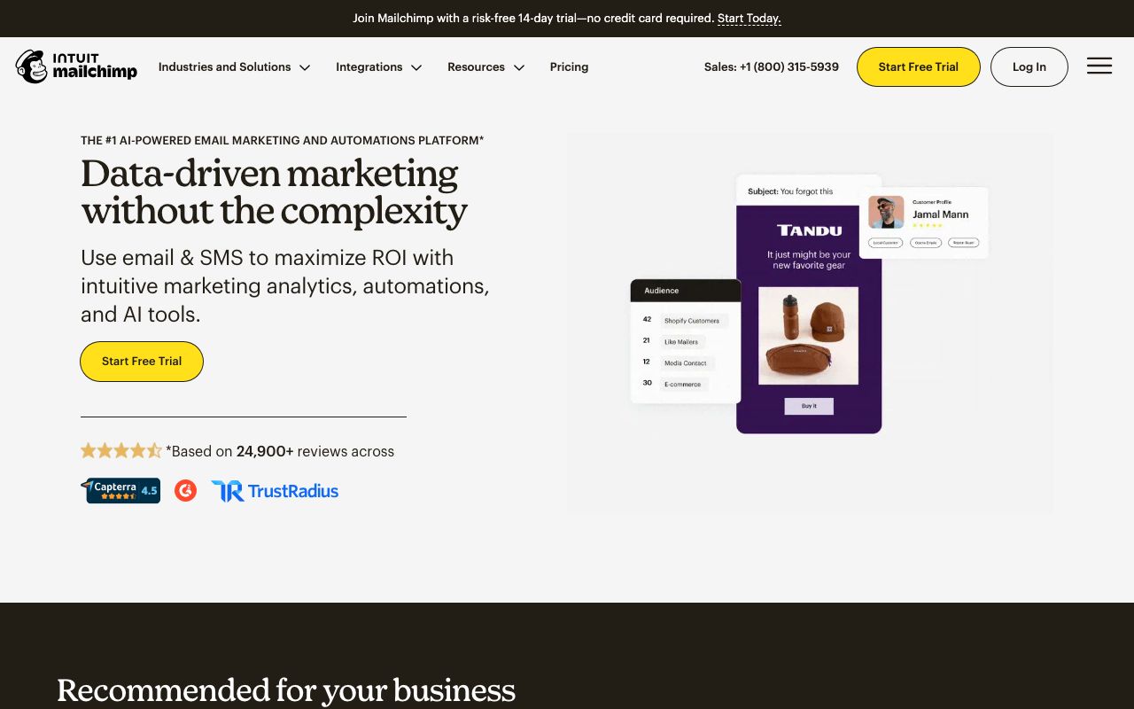 Mailchimp — zrzut ekranu interfejsu