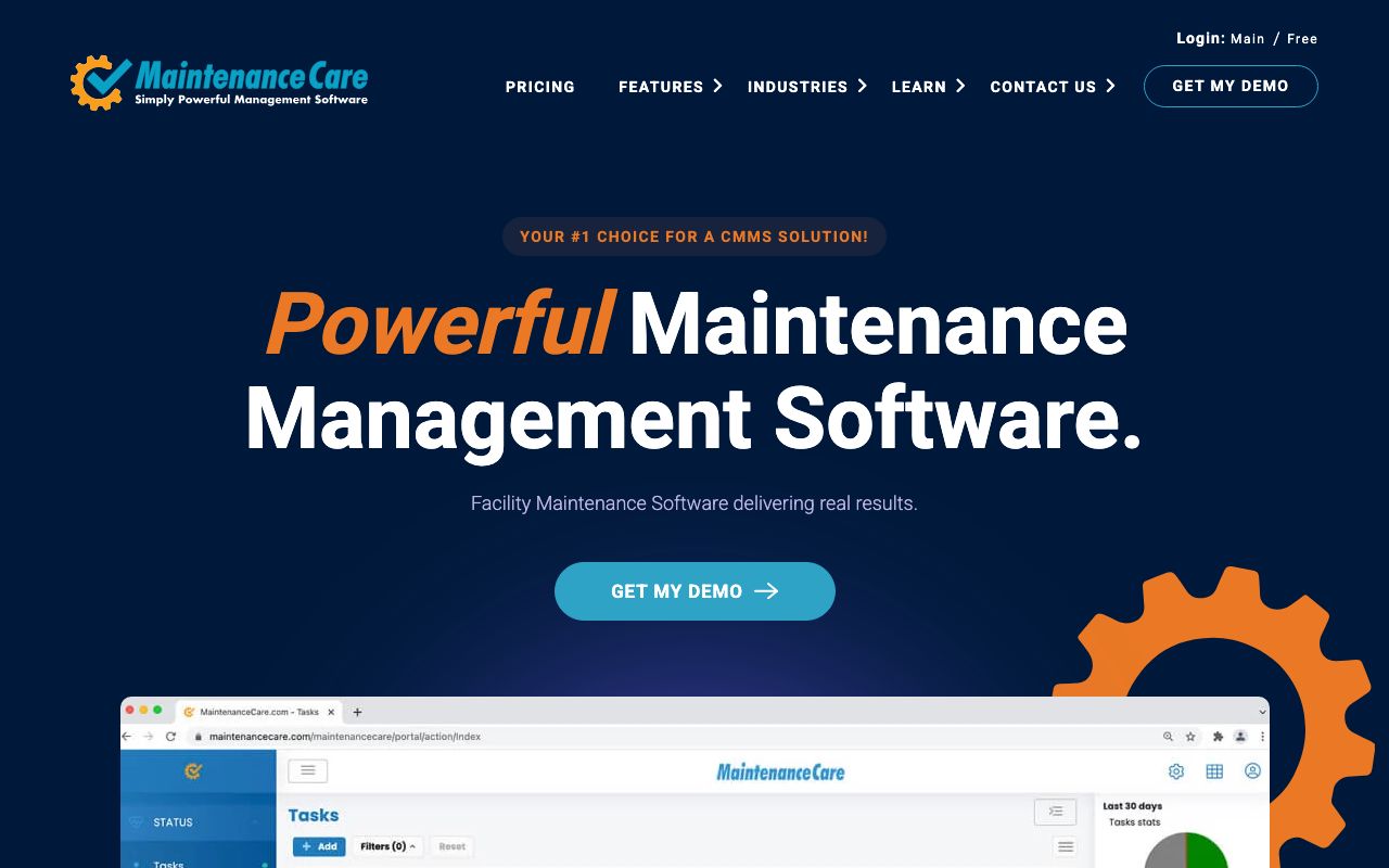 Maintenance Care — zrzut ekranu interfejsu