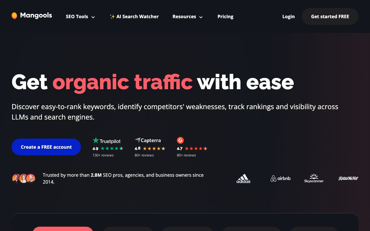 mangools. Verified Reviews, Pros & Cons — zrzut ekranu interfejsu