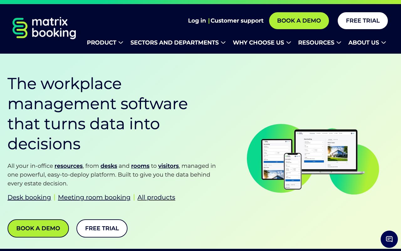 Matrix Booking — zrzut ekranu interfejsu