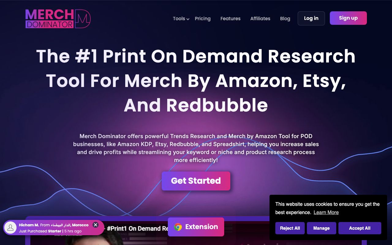 Merch Dominator — zrzut ekranu interfejsu
