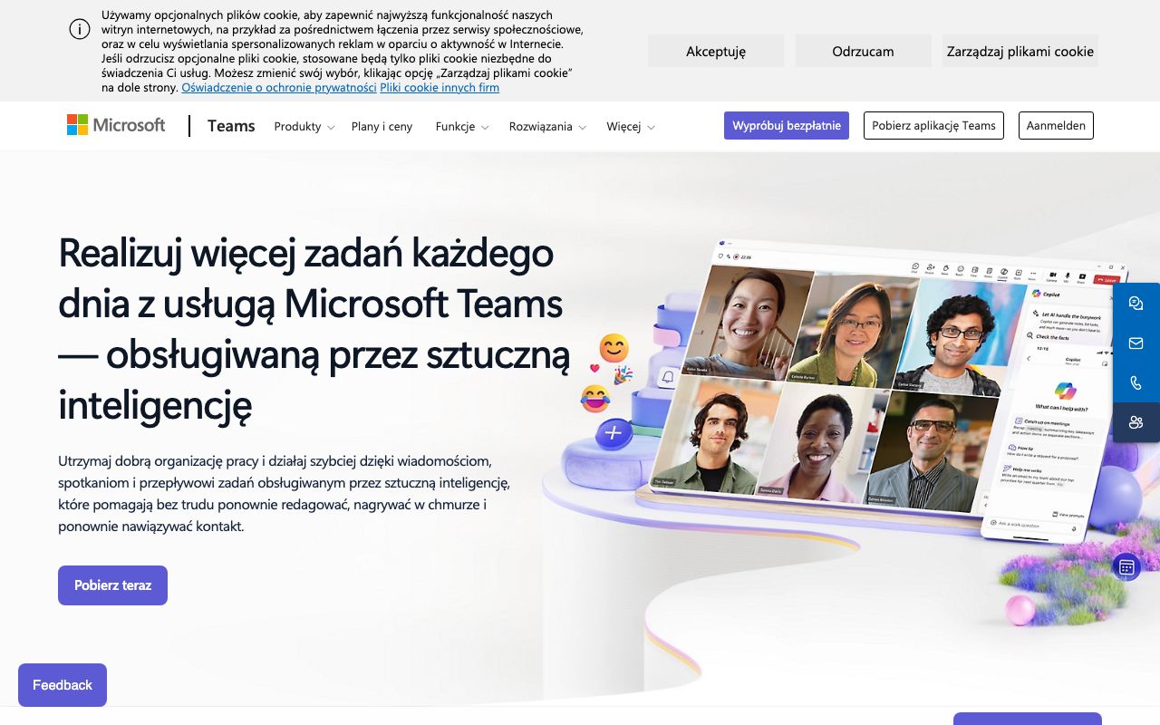 Microsoft Teams — zrzut ekranu interfejsu