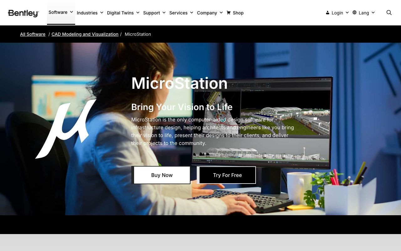 MicroStation — zrzut ekranu interfejsu