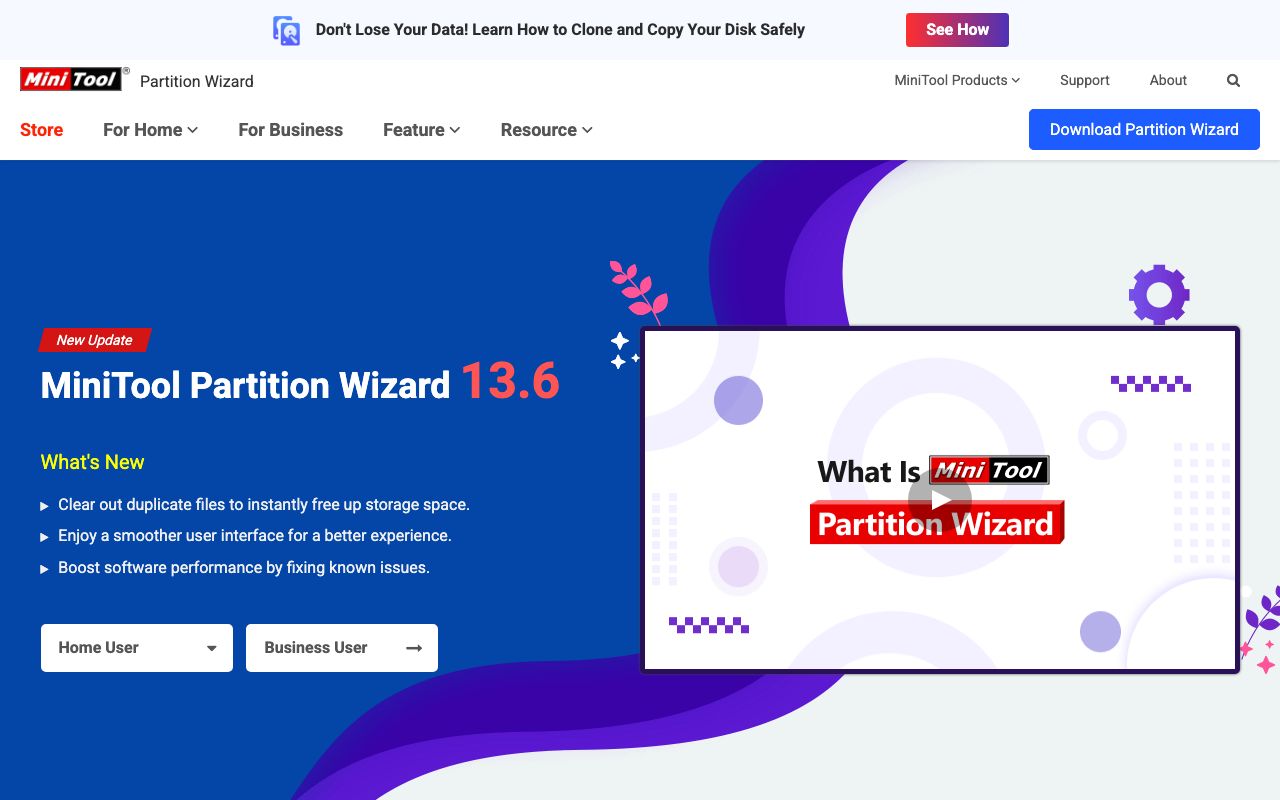 MiniTool Partition Wizard — zrzut ekranu interfejsu