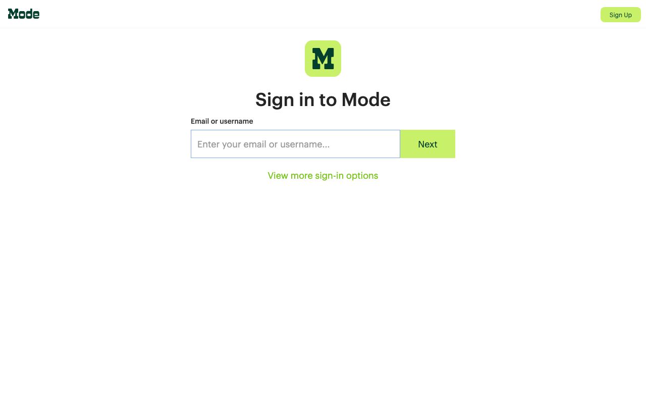 Mode — zrzut ekranu interfejsu