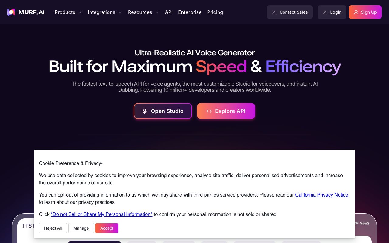 Murf.ai — zrzut ekranu interfejsu