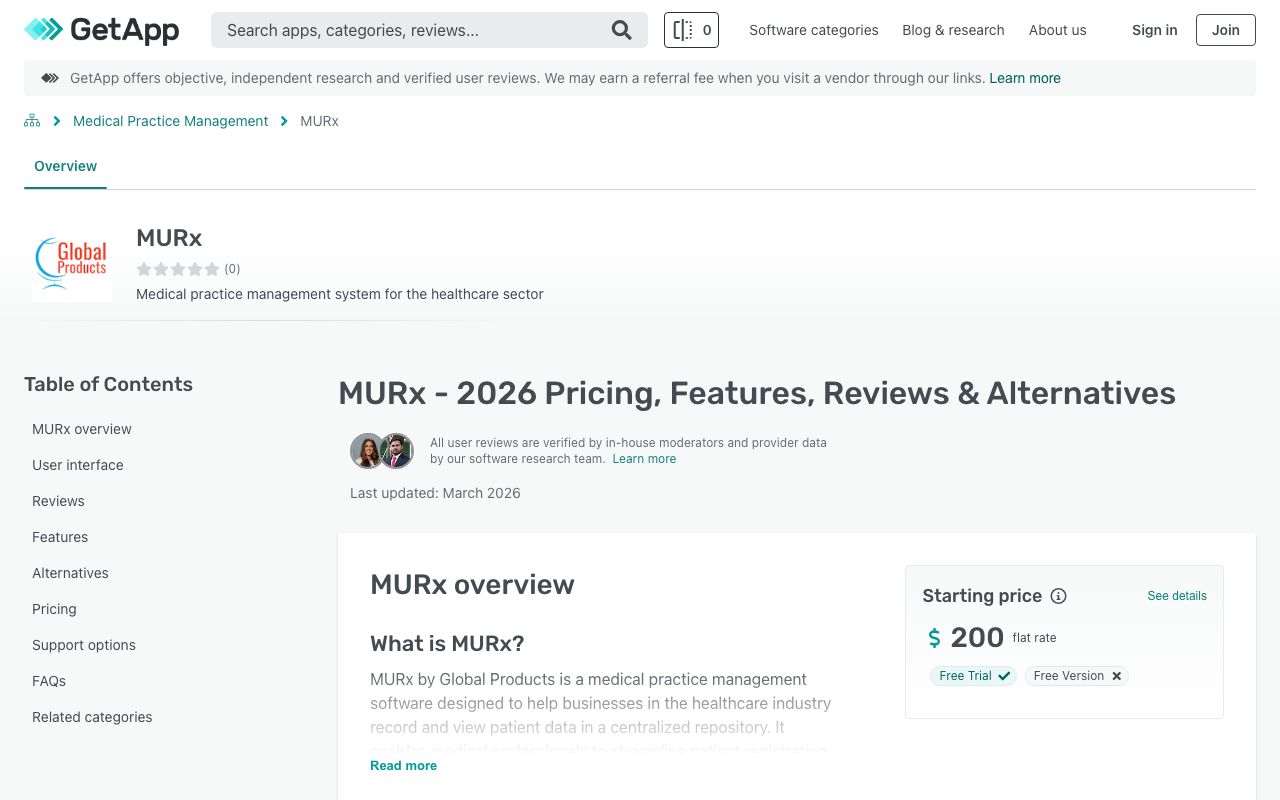 MURx — zrzut ekranu interfejsu