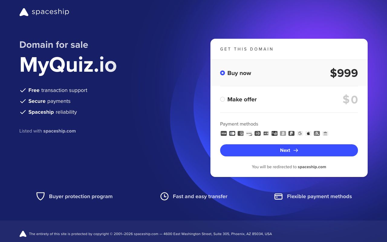myQuiz — zrzut ekranu interfejsu