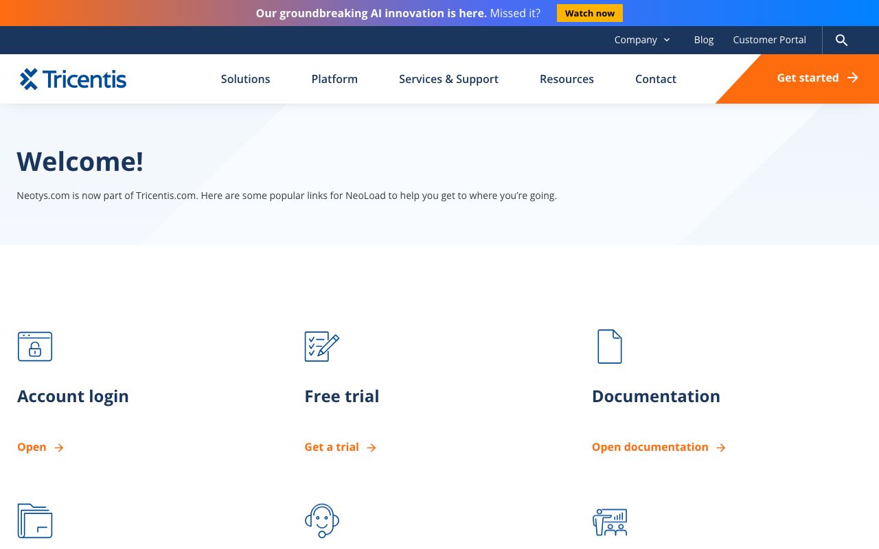 Tricentis NeoLoad — zrzut ekranu interfejsu