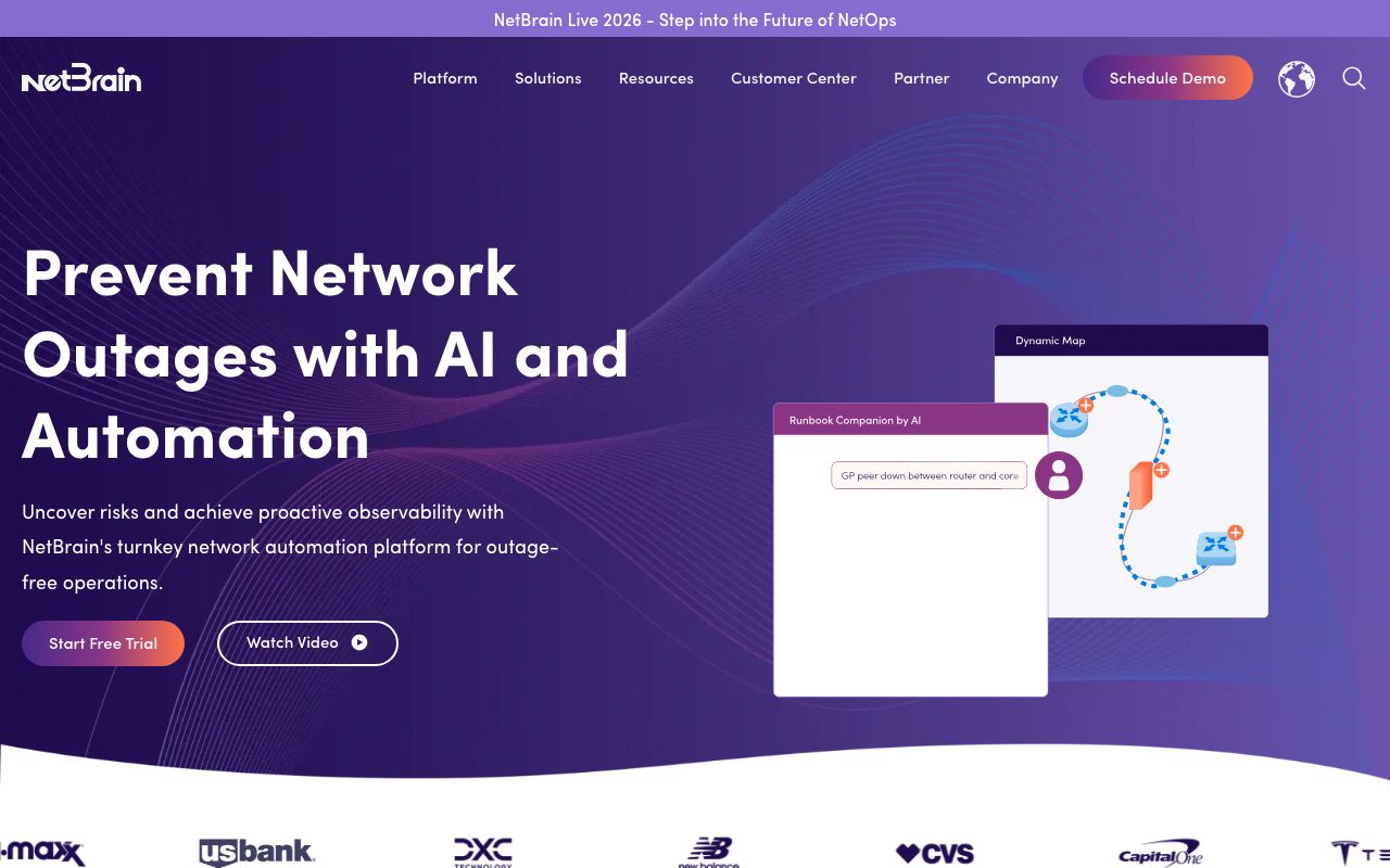 NetBrain — zrzut ekranu interfejsu