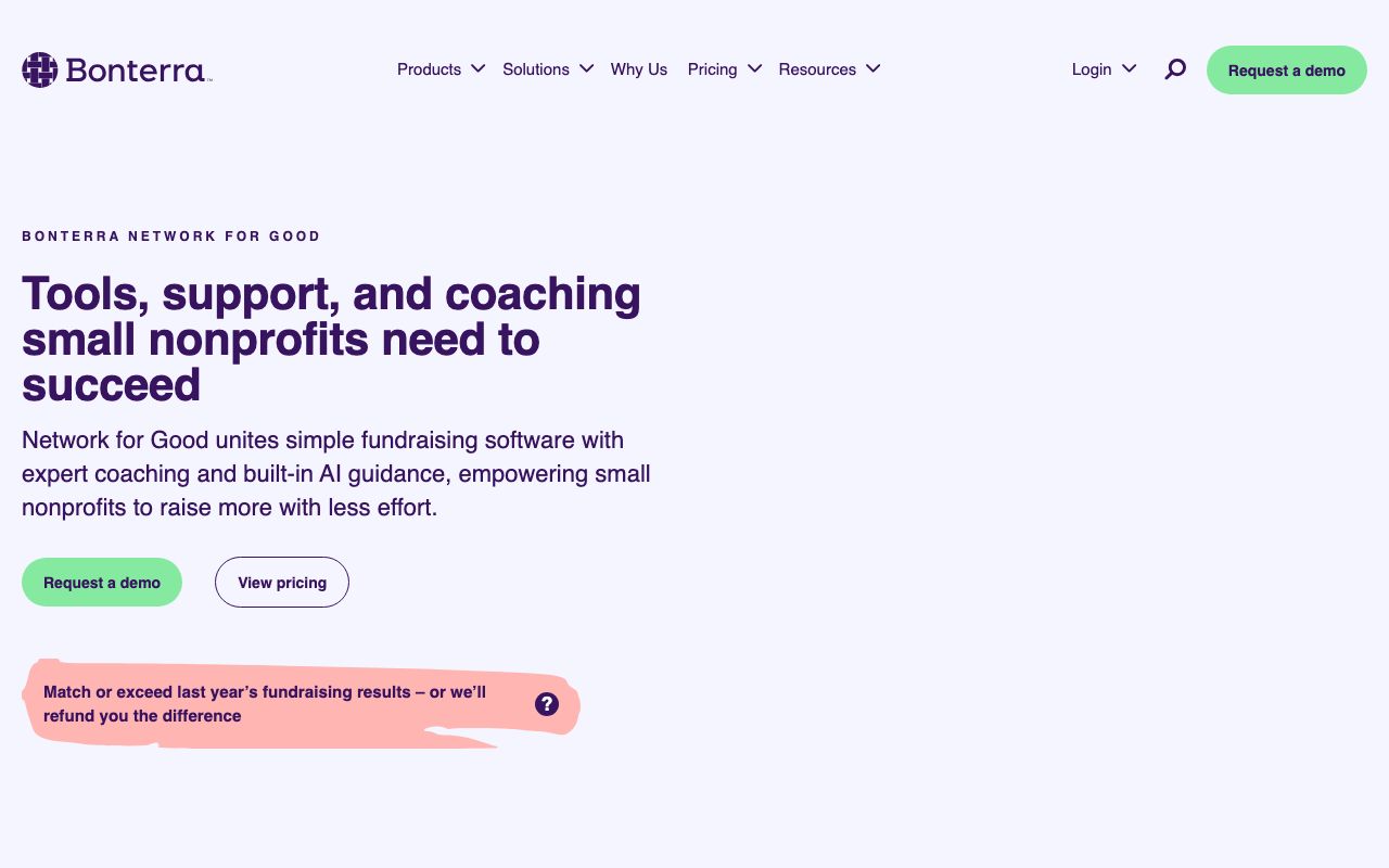 Bonterra Network for Good — zrzut ekranu interfejsu