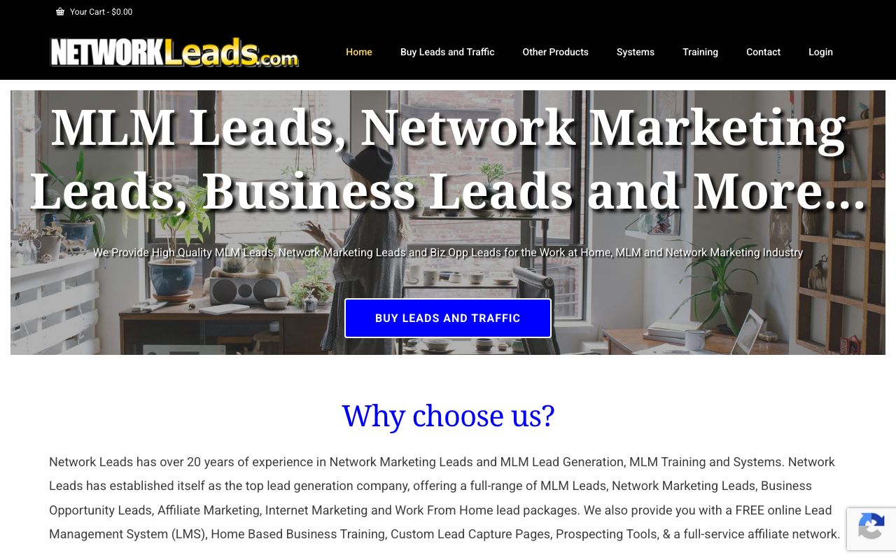 Network Leads — zrzut ekranu interfejsu