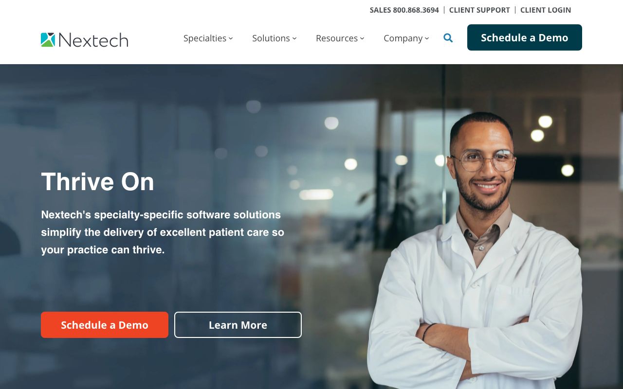 Nextech EHR & PM — zrzut ekranu interfejsu