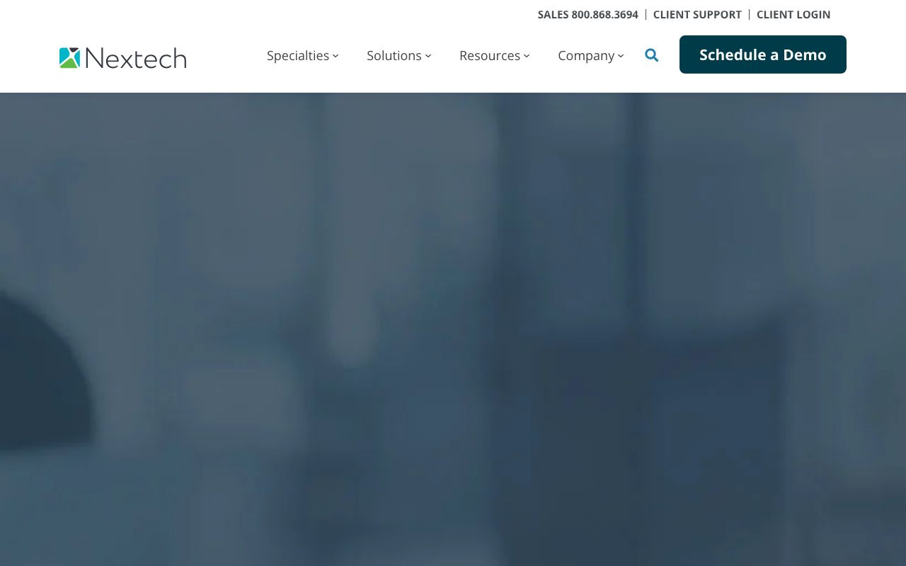 Nextech EHR & PM — zrzut ekranu interfejsu